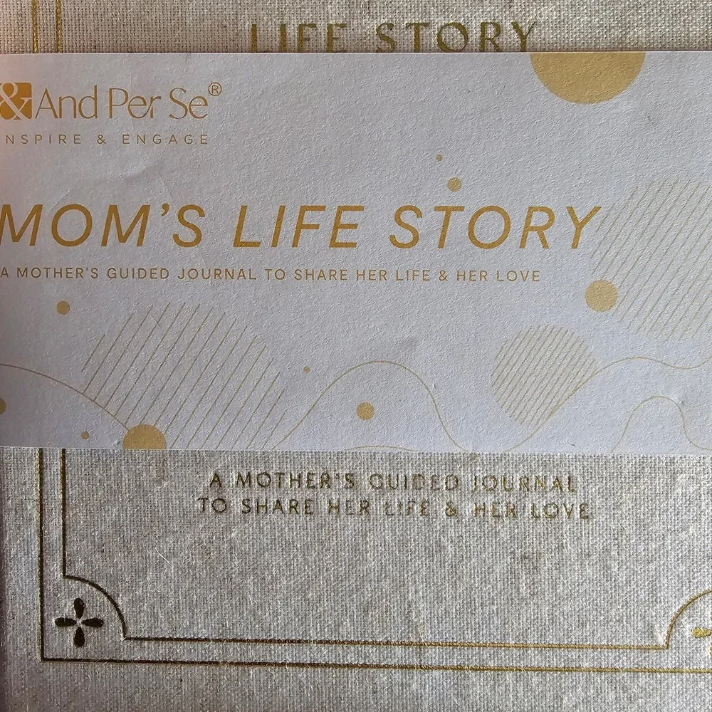 And Per Se Mom's Life Story Guided Journal Linen Gold Foil Memory Keepsake Book